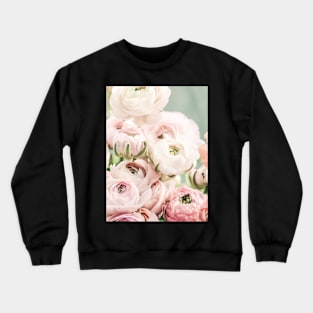 Flowers print, Pink, Pastel, Fashion print, Scandinavian art, Modern art, Wall art, Print, Minimalistic, Modern Crewneck Sweatshirt